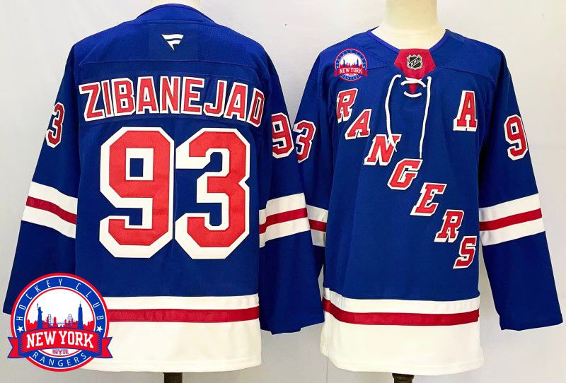 Men New York Rangers #93 Zibanejad Blue Fanatics 2025 NHL Jersey style 4